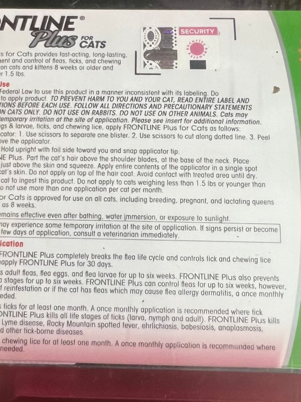 Frontline Plus for Cats Flea and Tick Control Treatment 6 Doses - Picture 2 of 2